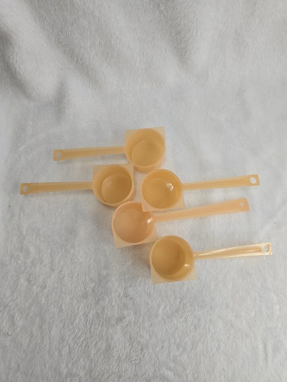 Vintage 1960s Tupperware Coffee Scoops, Peach, Set Of 5